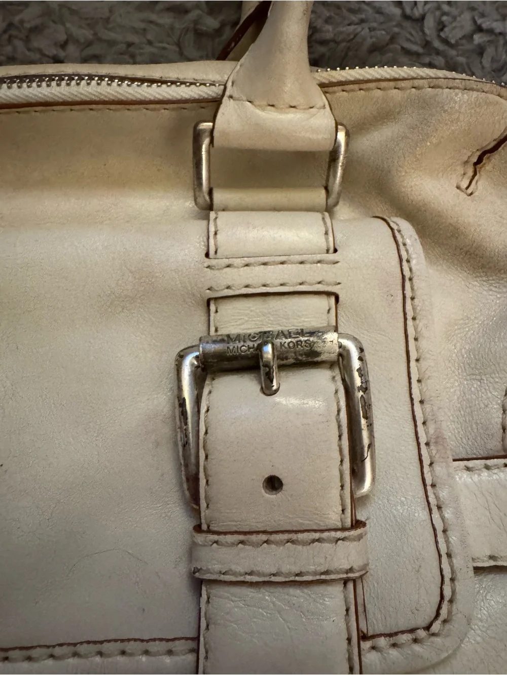 MICHAEL KORS Y2K Cream Leather Satchel Handbag
